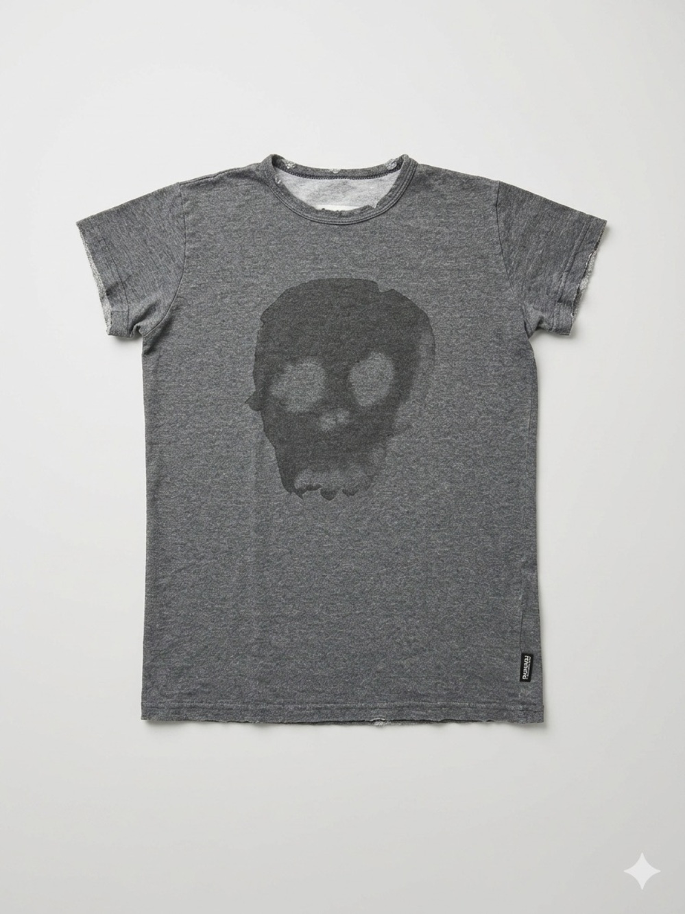 NUNUNU Gray Skull Graphic Tee - Casual Short Sleeve Top